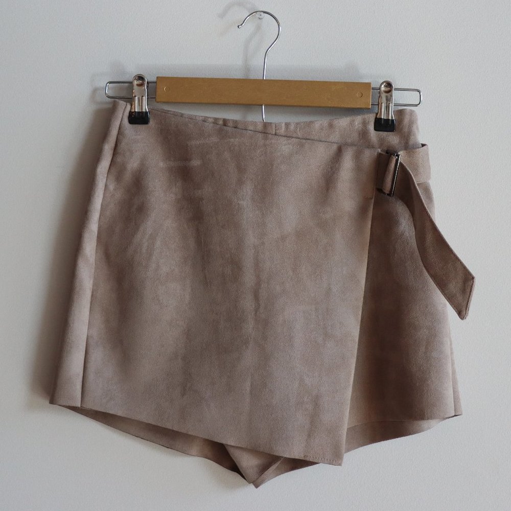 ZARA Suede Skort with Belt Detail